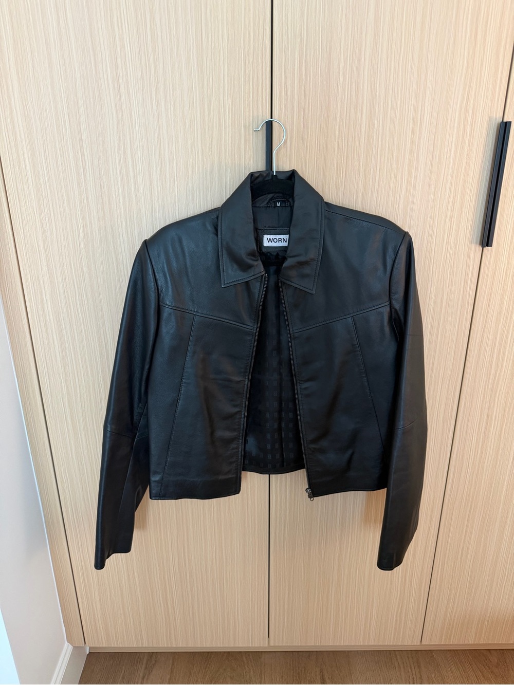 (as work by Hailey Bieber) Worn Vintage - Black Leather Jacket